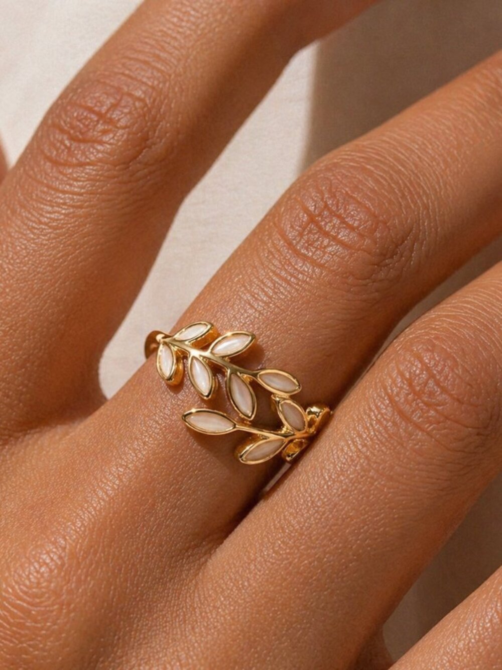 14k Plated Leaf Vine Adjustable Ring